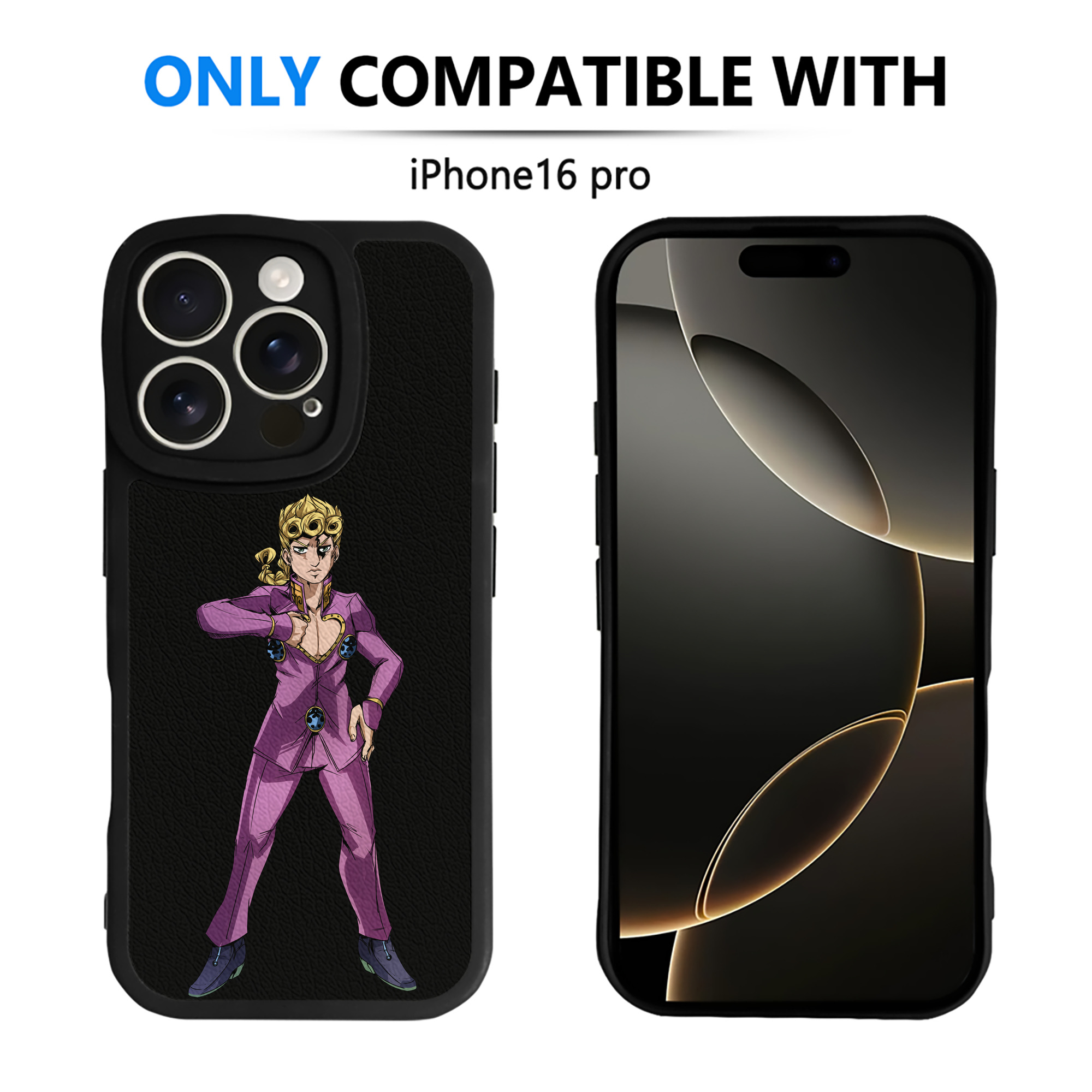 （画像用） ジョジョの奇妙な冒険 ジョルノ?ジョバァーナ JoJo's Bizarre Adventure Giorno Giovanna 【iPhone 16シリーズ対応】シリコンスマホケース（レザー調） 材質：シリコン